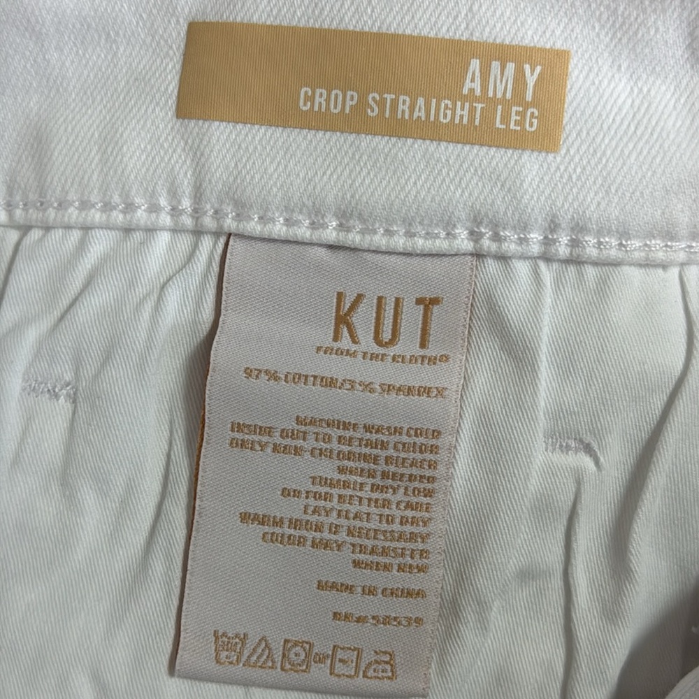 KUT From The Kloth Women’s Amy Crop Straight Leg Jeans Size 14 White - Picture 13 of 14